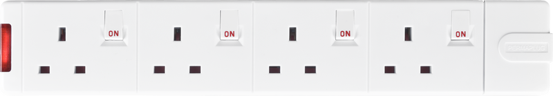 Masterplug Switched - 4 Sockets, 13A, White