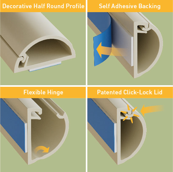 D-Line Trunking - 16x8mm Magnolia 3m Self Adhesive Length