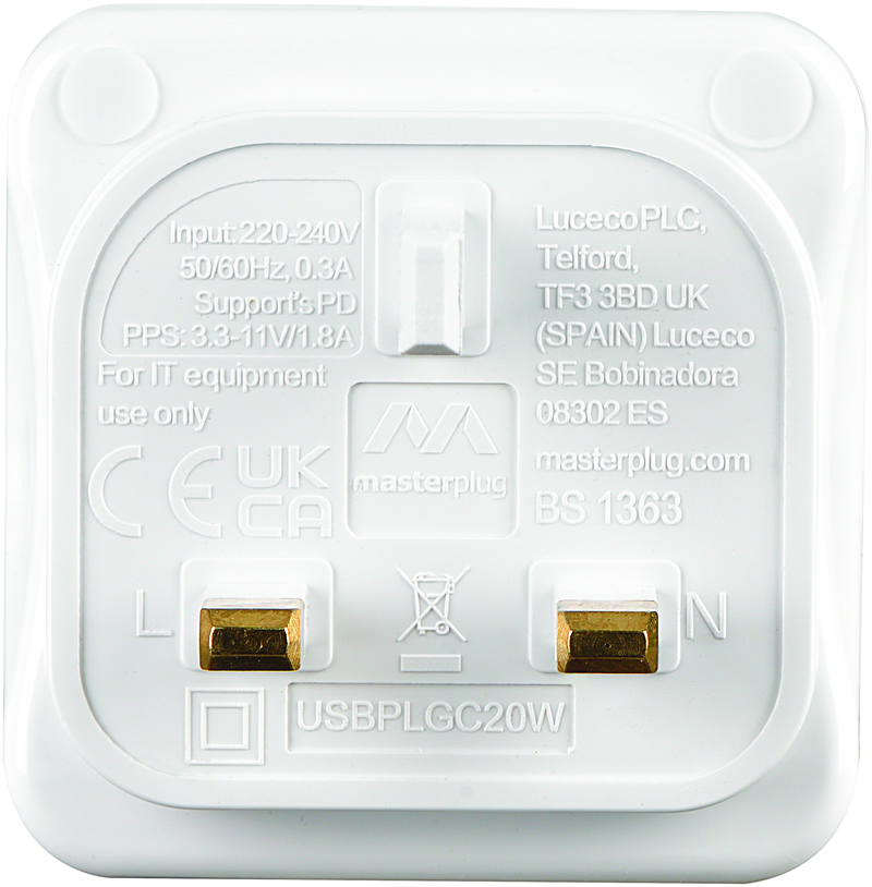 Masterplug USB - 20W, ideal for mobile phones