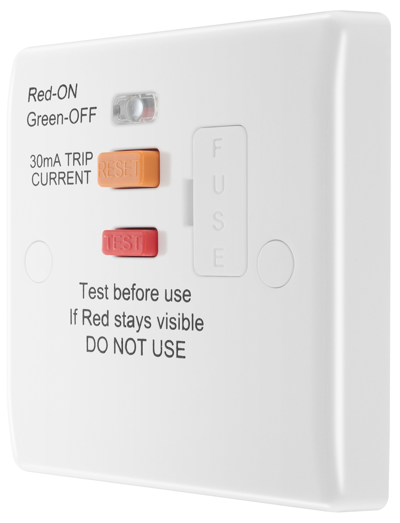 BG Electrical 800 Series - Fused unswitched,with Type A RCD and flex outlet