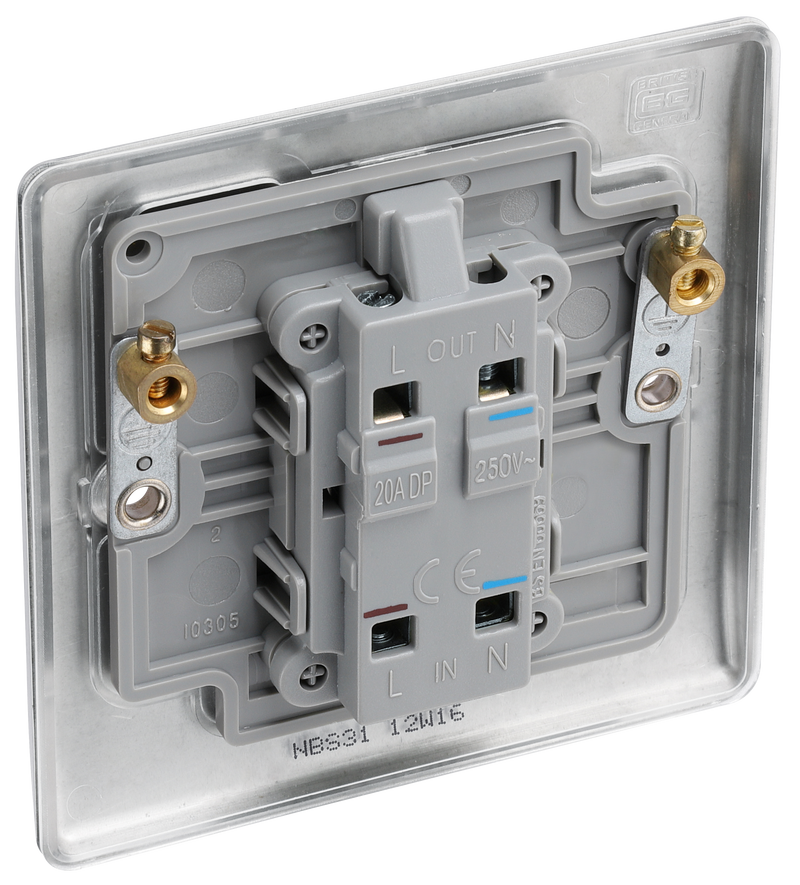 BG Electrical Nexus Metal Brushed Steel - 20A, double pole, with indicator