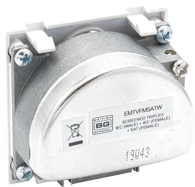 BG Electrical Euro Module - TV radio and satellite - TV IEC male, radio IEC female, satellite female