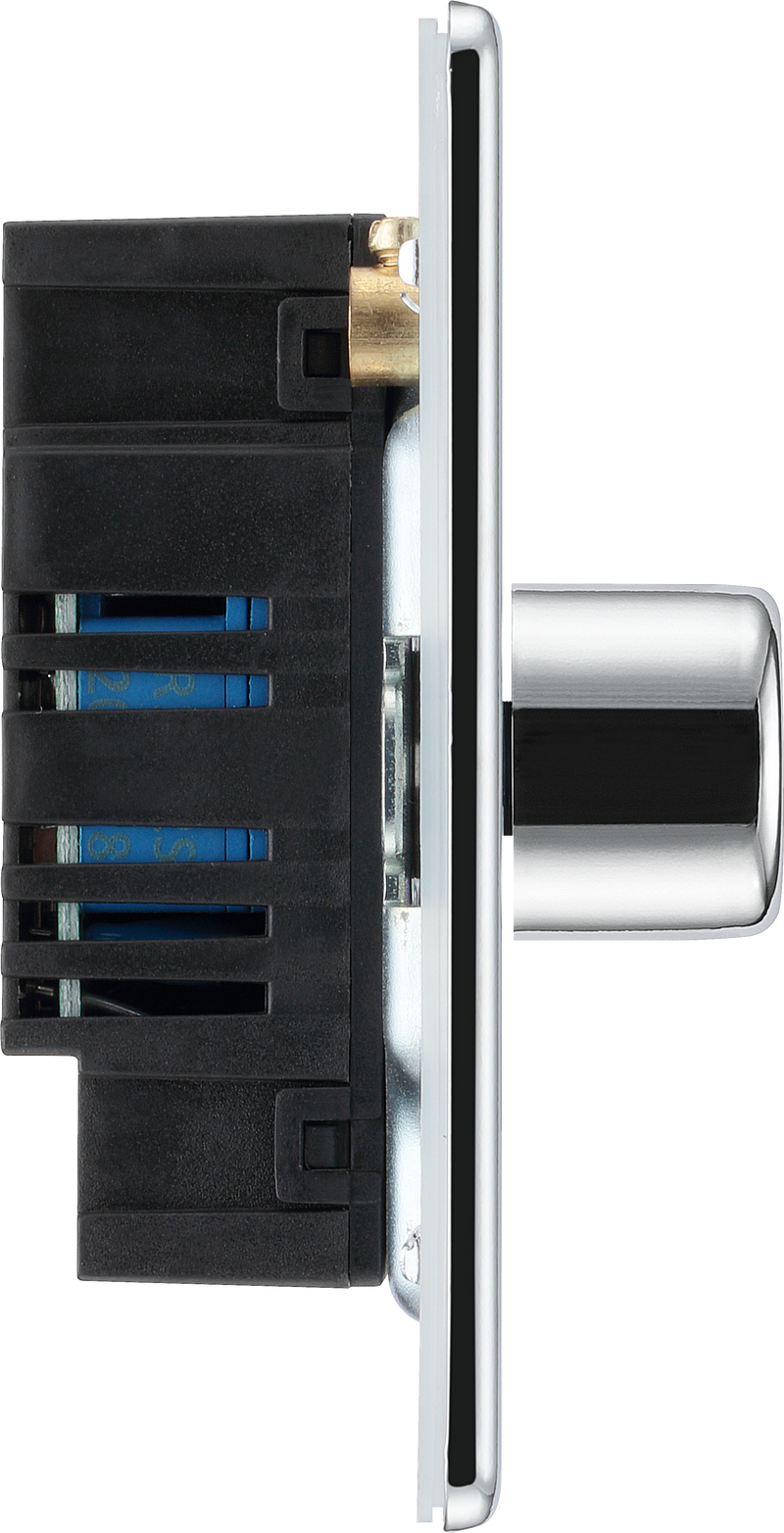 BG Electrical Flatplate Screwless Polished Chrome - Quadruple, 2 way push 200W