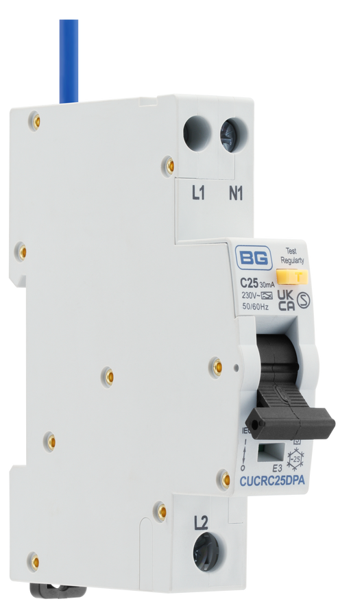 BG Circuit Protection RCBO - Bidirectional 25A C Curve RCBO Type A 2P 1 Module