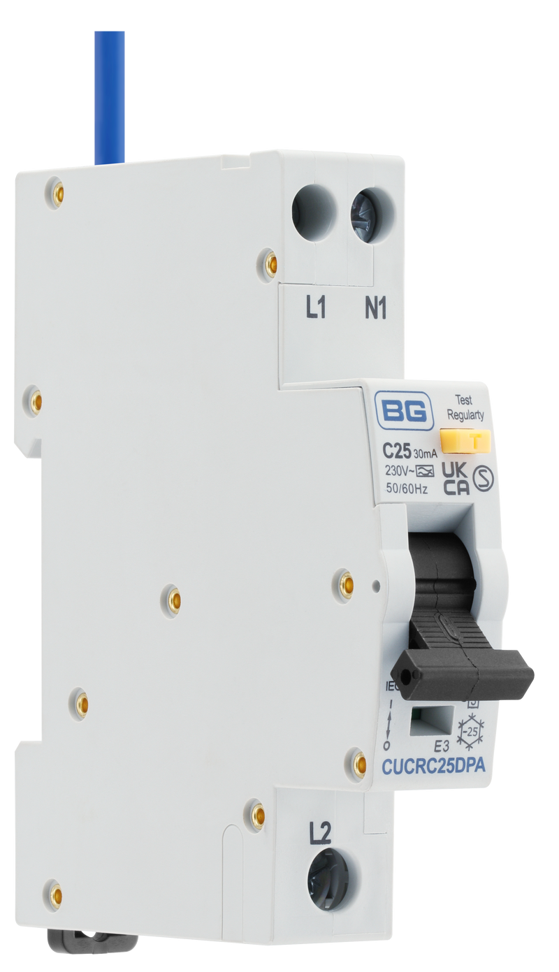 BG Circuit Protection RCBO - Bidirectional 25A C Curve RCBO Type A 2P 1 Module