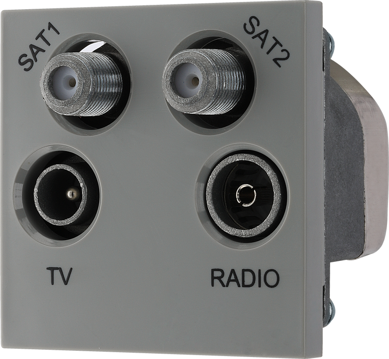 BG Electrical Euro Module - TV radio and dual satellite module - TV IEC male, radio IEC female, dual satellite female
