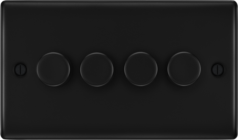 BG Electrical Nexus Metal Matt Black - Quadruple 2 way push 200W