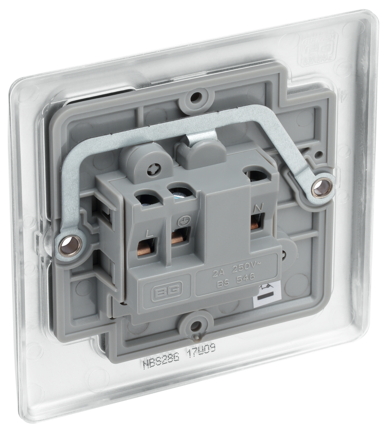 BG Electrical Nexus Metal Brushed Steel - 2A, single, unswitched, round pin