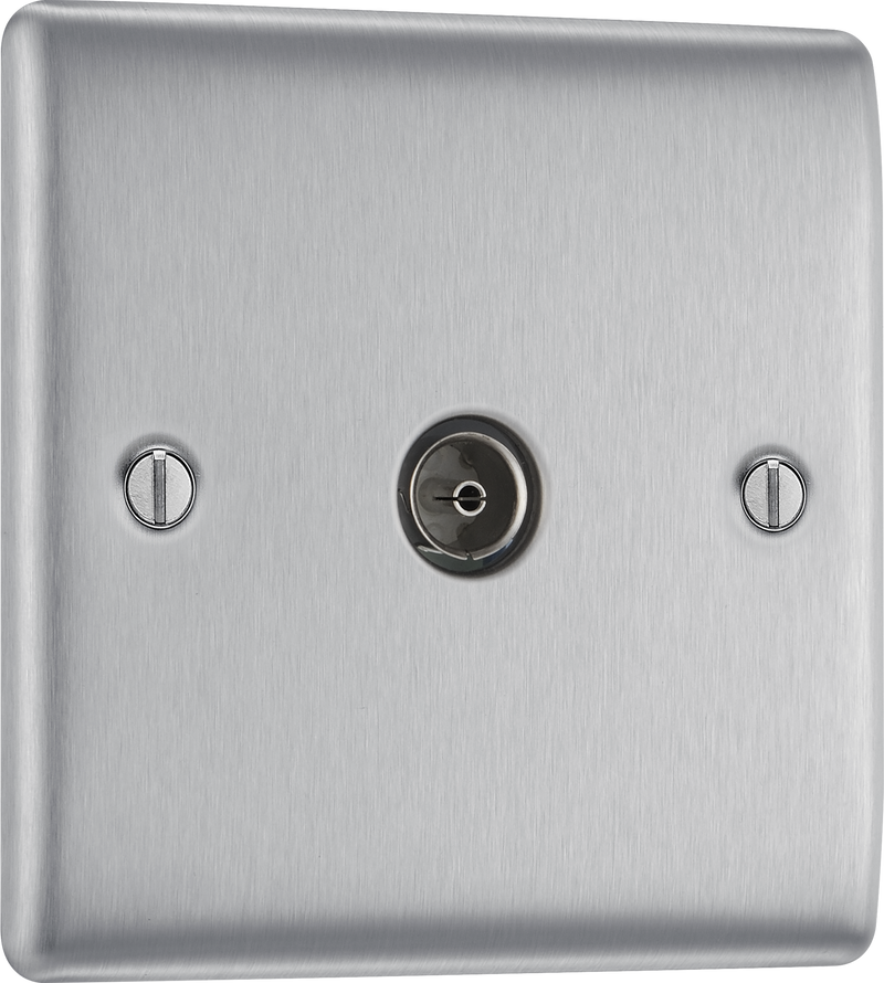 BG Electrical Nexus Metal Brushed Steel - Single, co-axial