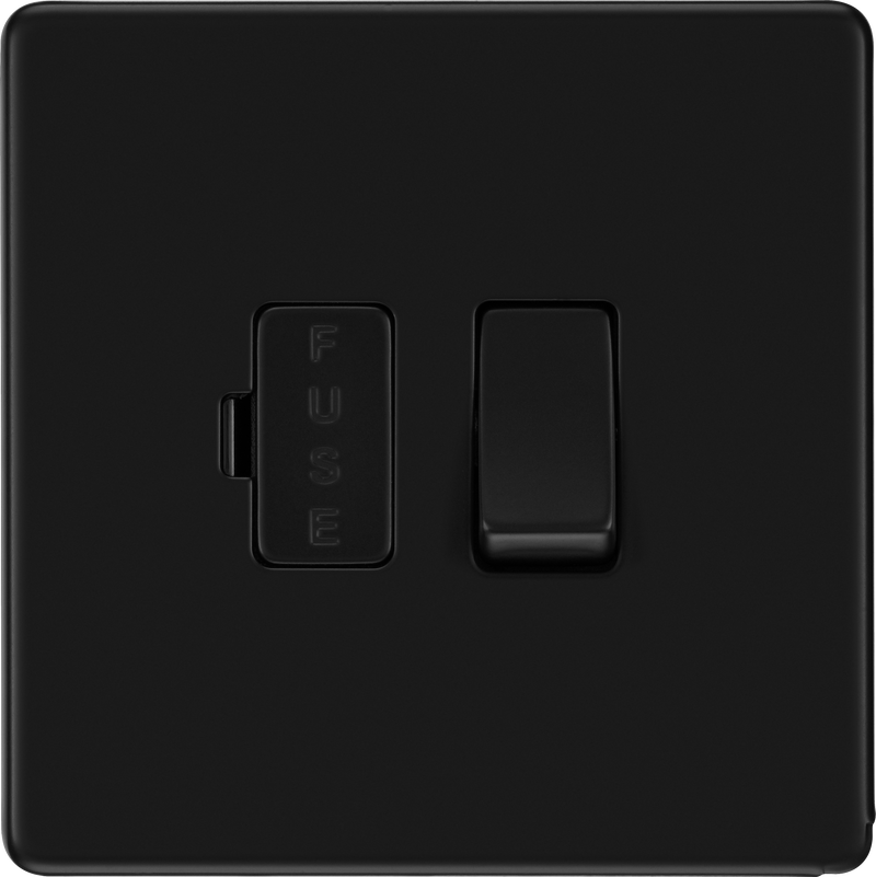 BG Electrical Flatplate Screwless Matt Black - Switched and fused