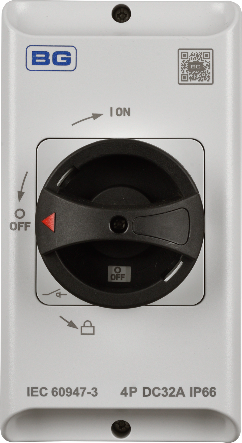 BG Circuit Protection Rotary Dc Isolator 4 Pole - 32A, 4-Pole DC, Rotary Isolator