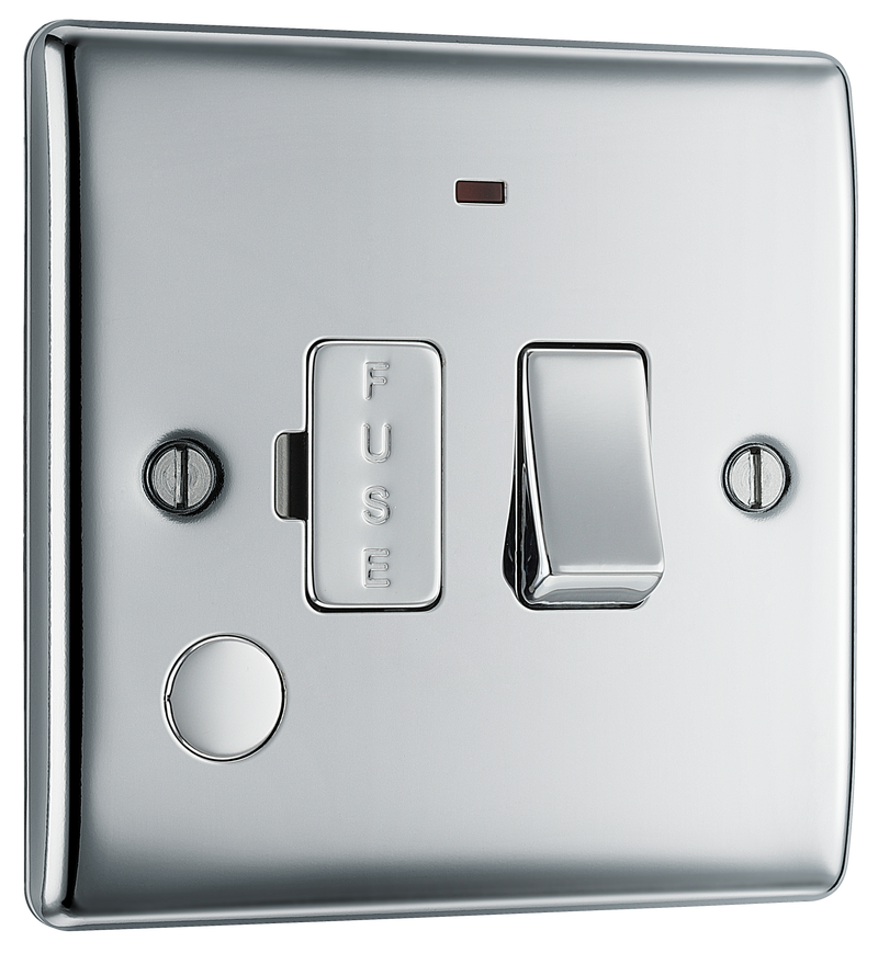 BG Electrical Nexus Metal Polished Chrome - Switched and fused with indicator and flex outlet