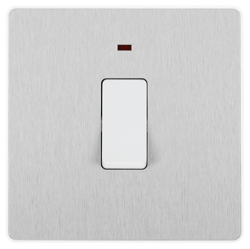 BG Electrical Evolve Brushed Steel - 20A, double pole, with indicator