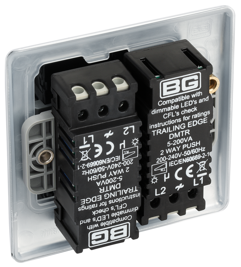 BG Electrical Nexus Metal Polished Chrome - Double, 2 way push 200W