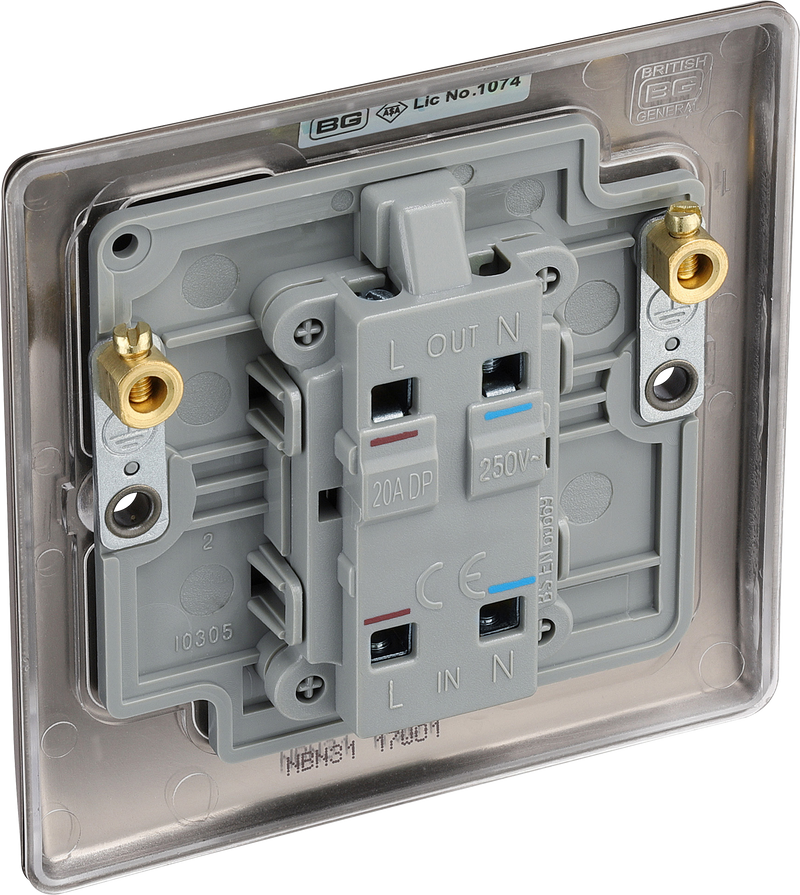 BG Electrical Nexus Metal Black Nickel - 20A, double pole, with indicator