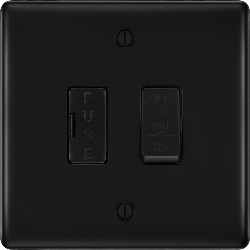 BG Electrical Nexus Metal Matt Black - 3 pole fan isolator, fused