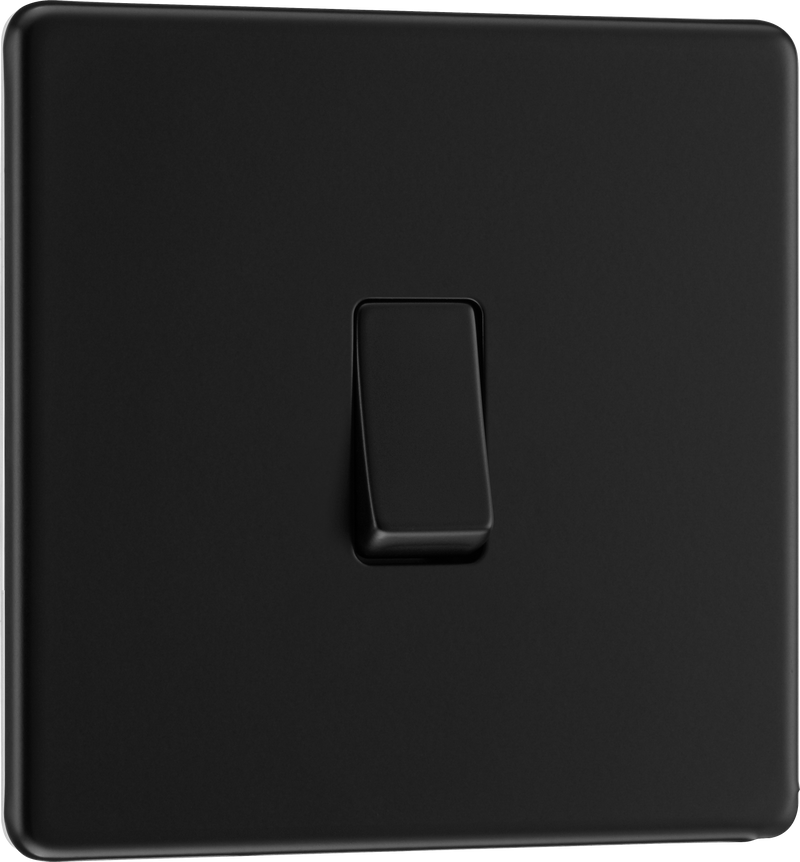 BG Electrical Flatplate Screwless Matt Black - Single 2 way switch