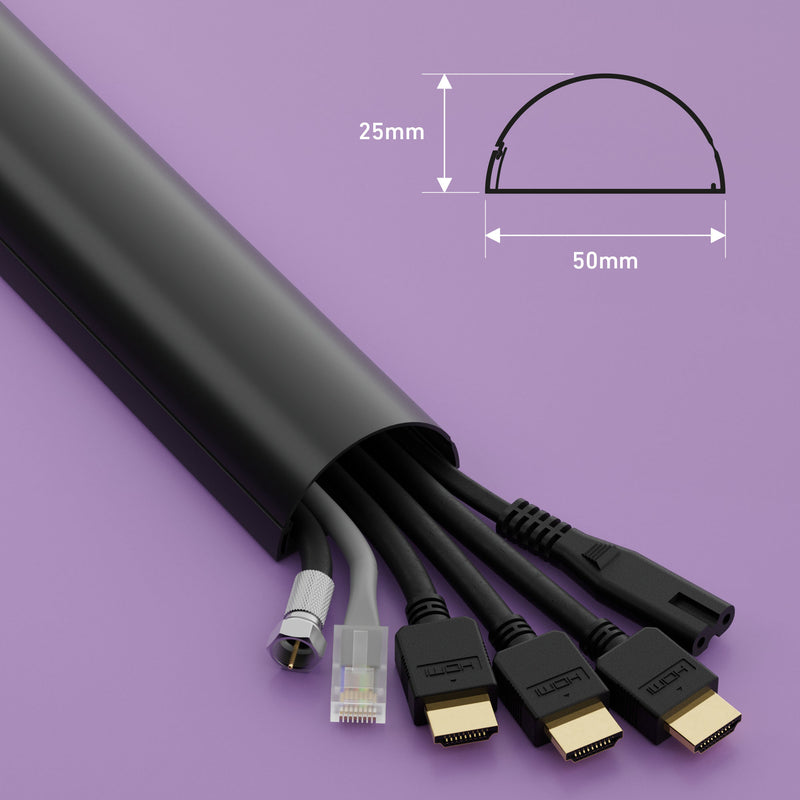 D-Line Trunking - 50x25mm Black 1m Self Adhesive Length