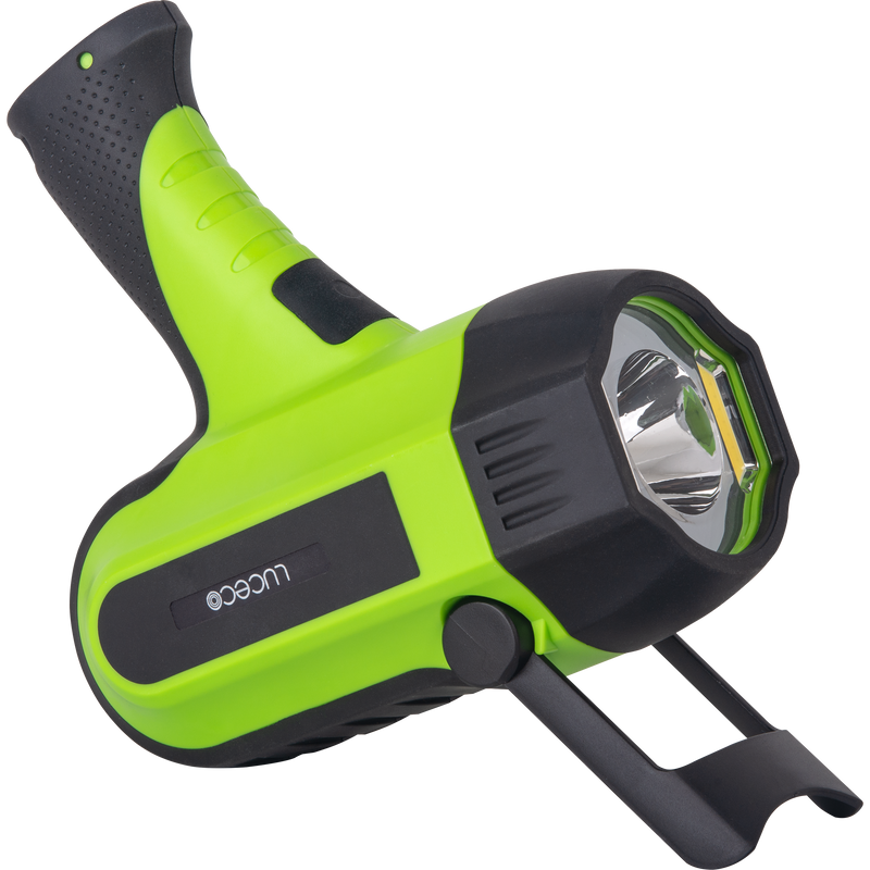 Luceco Spotlight - High Power Durable LED Spot Light, USB-C Rechargeable, 9 Lighting Modes, Inspection Light, Compact and with Stand 6W, 600lm