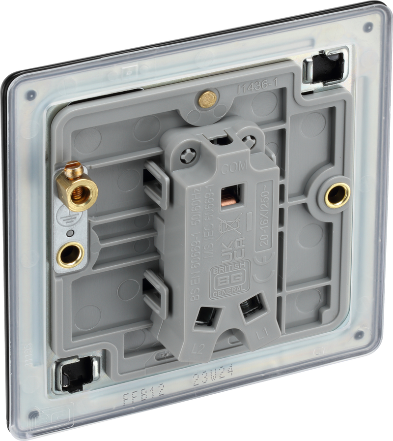 BG Electrical Flatplate Screwless Matt Black - Single 2 way switch