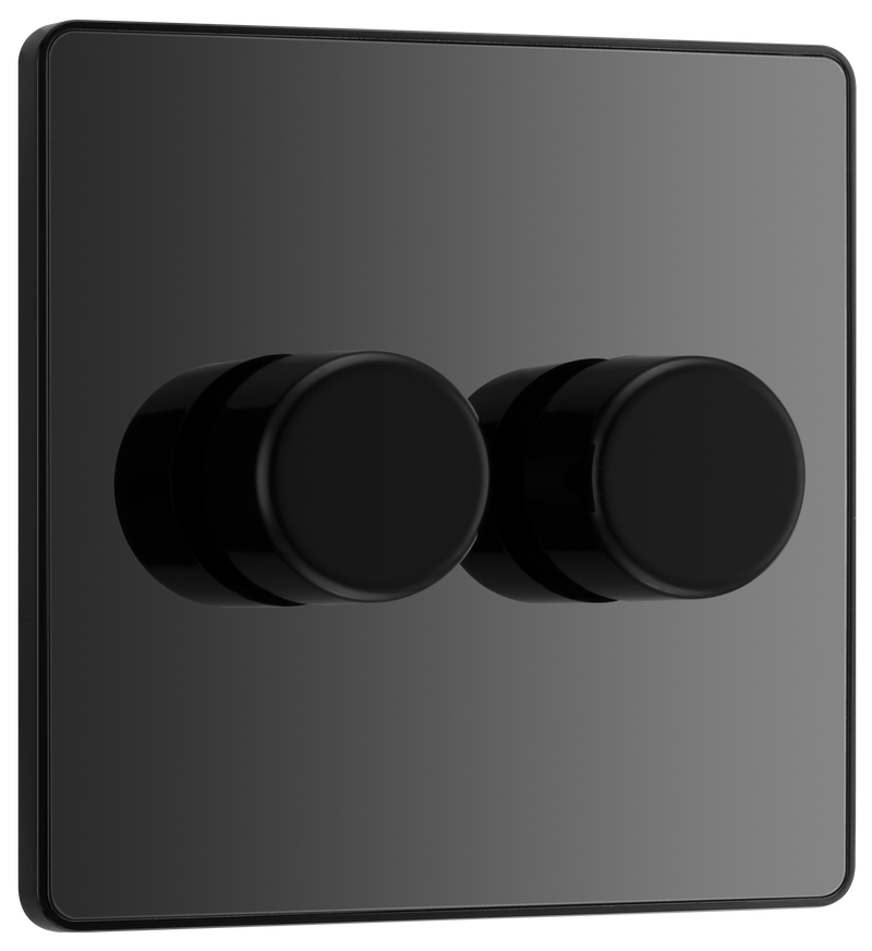 BG Electrical Evolve Black Chrome - Double, 2 way push 200W