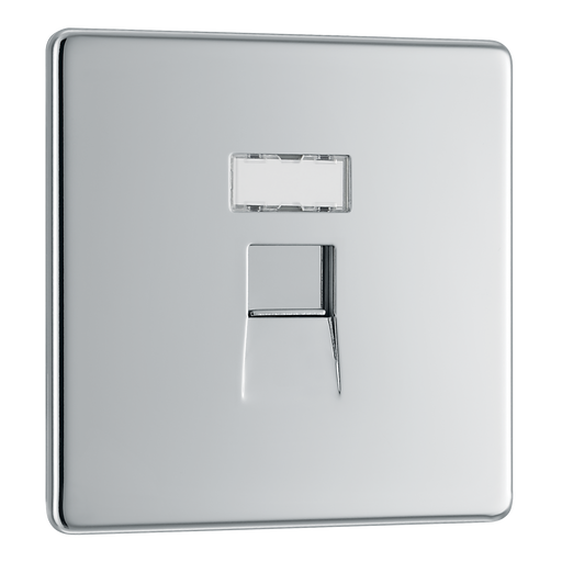 BG Electrical Flatplate Screwless Polished Chrome - Single, RJ45 data socket