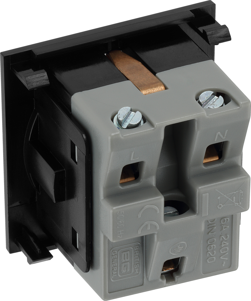 BG Electrical Euro Module - 16A Schuko, unswitched socket