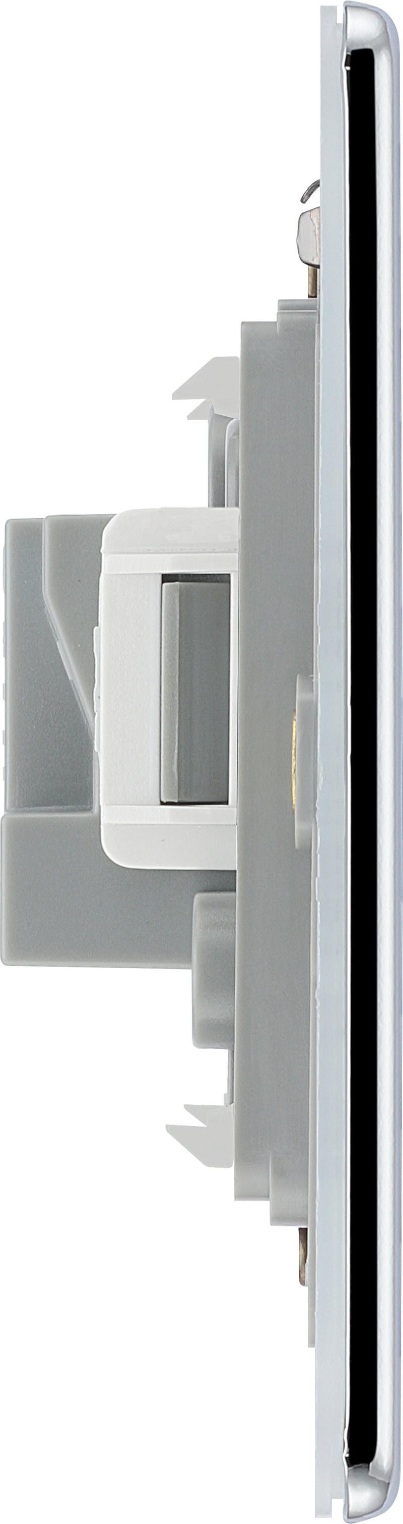BG Electrical Flatplate Screwless Polished Chrome - 2A, single, unswitched, round pin