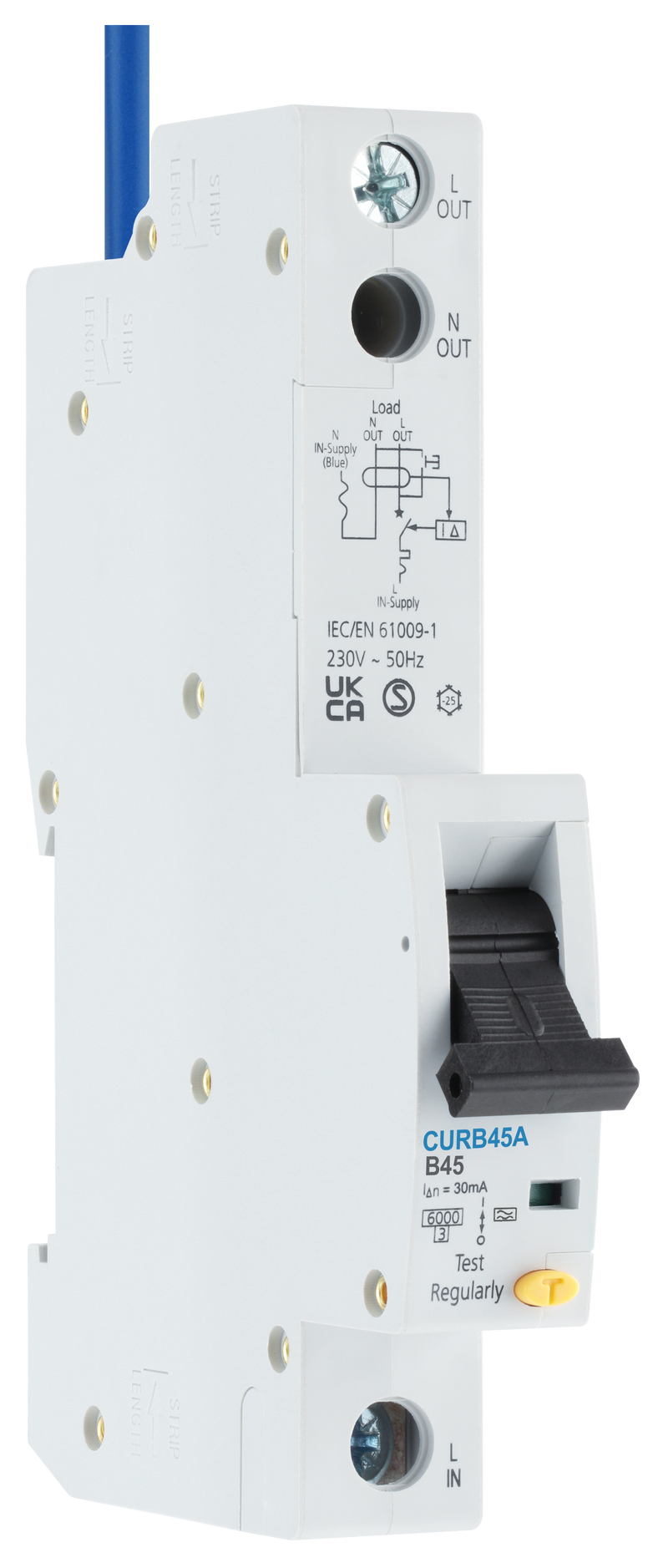 BG Circuit Protection RCBO - Unidirectional 45A B Curve RCBO Type A 1P 1 Module