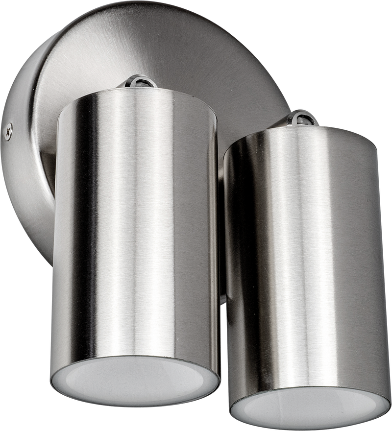 Luceco Stainless Steel - Stainless steel twin head adjustable wall light 500 lumens warm white colour temp
