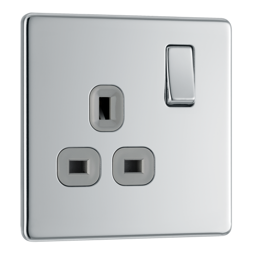 BG Electrical Flatplate Screwless Polished Chrome - Single switched, double pole