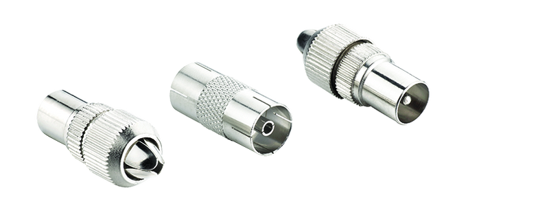 Ross Cable Accessories - Coaxial connector kit including 2 male coaxial plugs and 1 coupler (nickel)