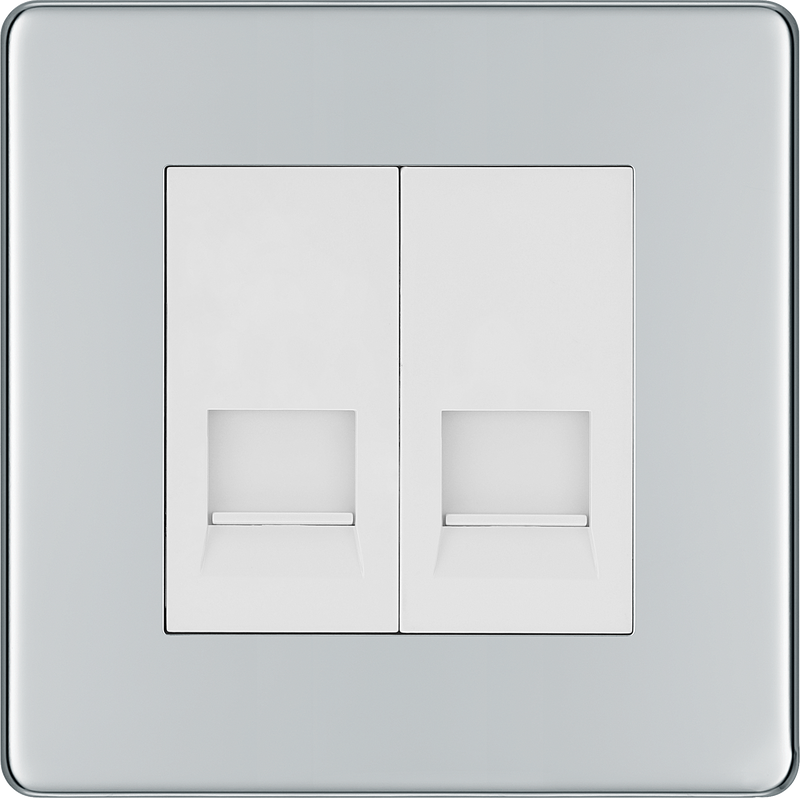 BG Electrical Flatplate Screwless Polished Chrome - Double, telephone socket, master
