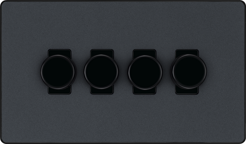 BG Electrical Evolve Matt Grey - Quadruple, 2 way push 200W