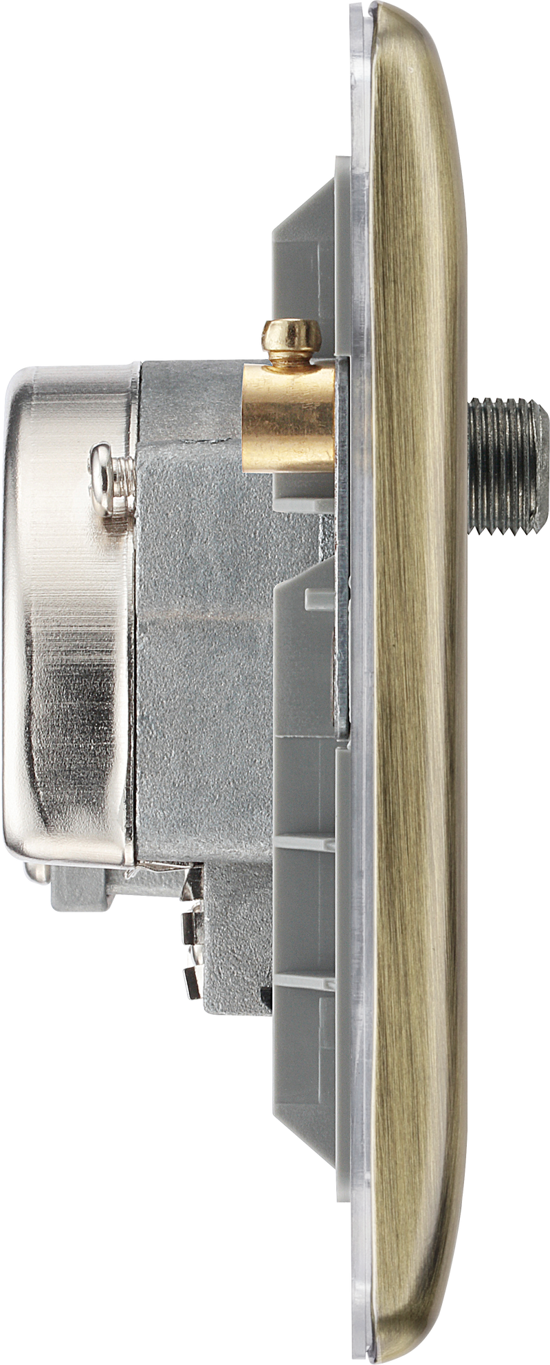 BG Electrical Nexus Metal Antique Brass - Triplex with BT outlet and co-axial return - screened