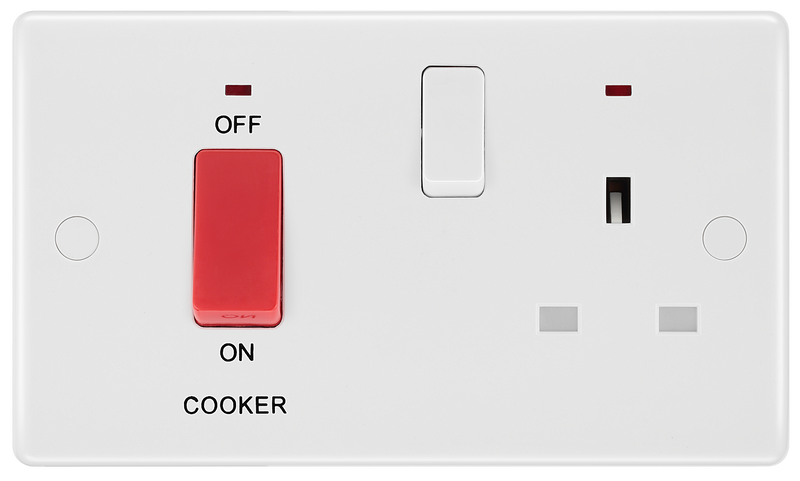 BG Electrical 800 Series - 45A double pole, with switched socket and indicators