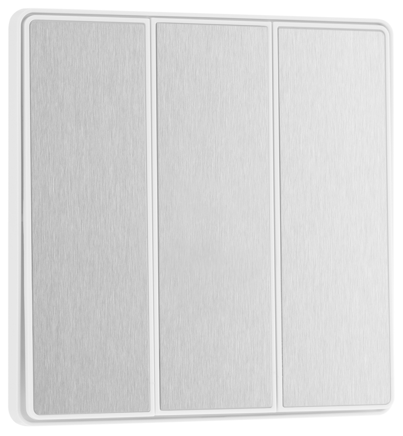 BG Electrical Evolve Brushed Steel - Triple, 2 way switch, edge rocker