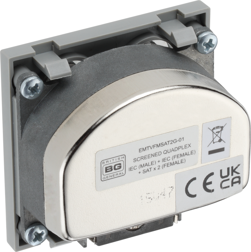 BG Electrical Euro Module - TV radio and dual satellite module - TV IEC male, radio IEC female, dual satellite female