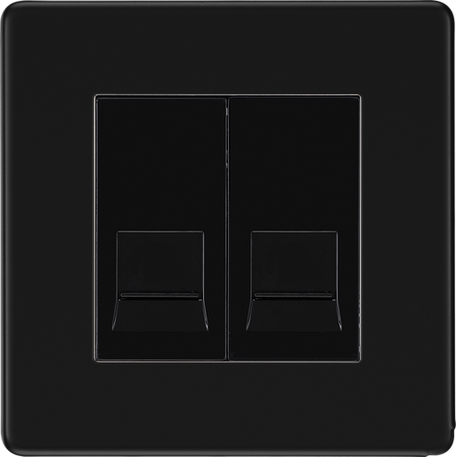 BG Electrical Flatplate Screwless Matt Black - Double telephone socket, master
