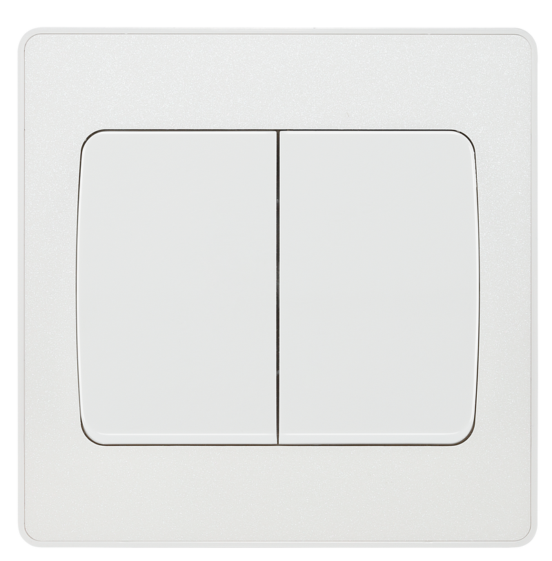 BG Electrical Evolve Pearlescent White - Double, 2 way switch, wide rocker
