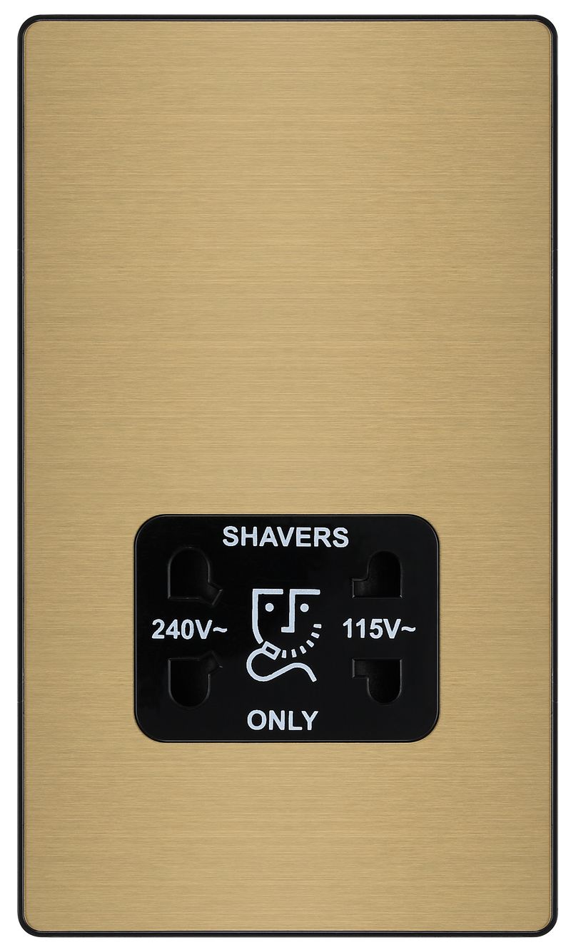 BG Electrical Evolve Satin Brass - 115/240V dual voltage shaver socket