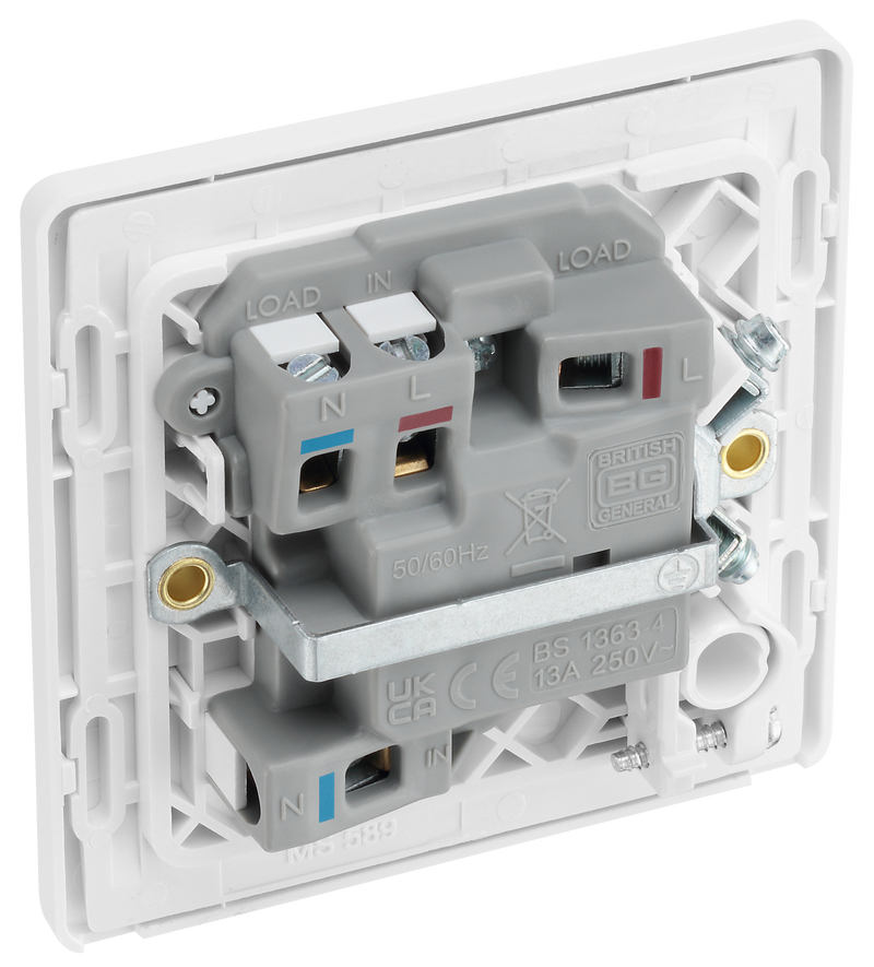 BG Electrical Evolve Brushed Steel - Switched and fused with indicator