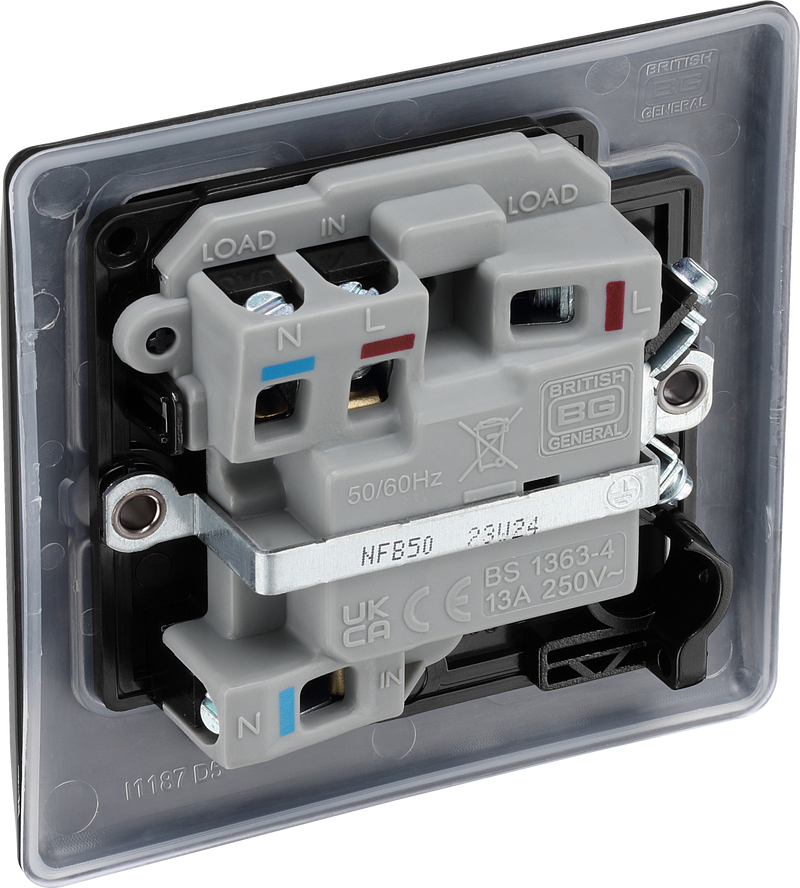 BG Electrical Nexus Metal Matt Black - Switched and fused