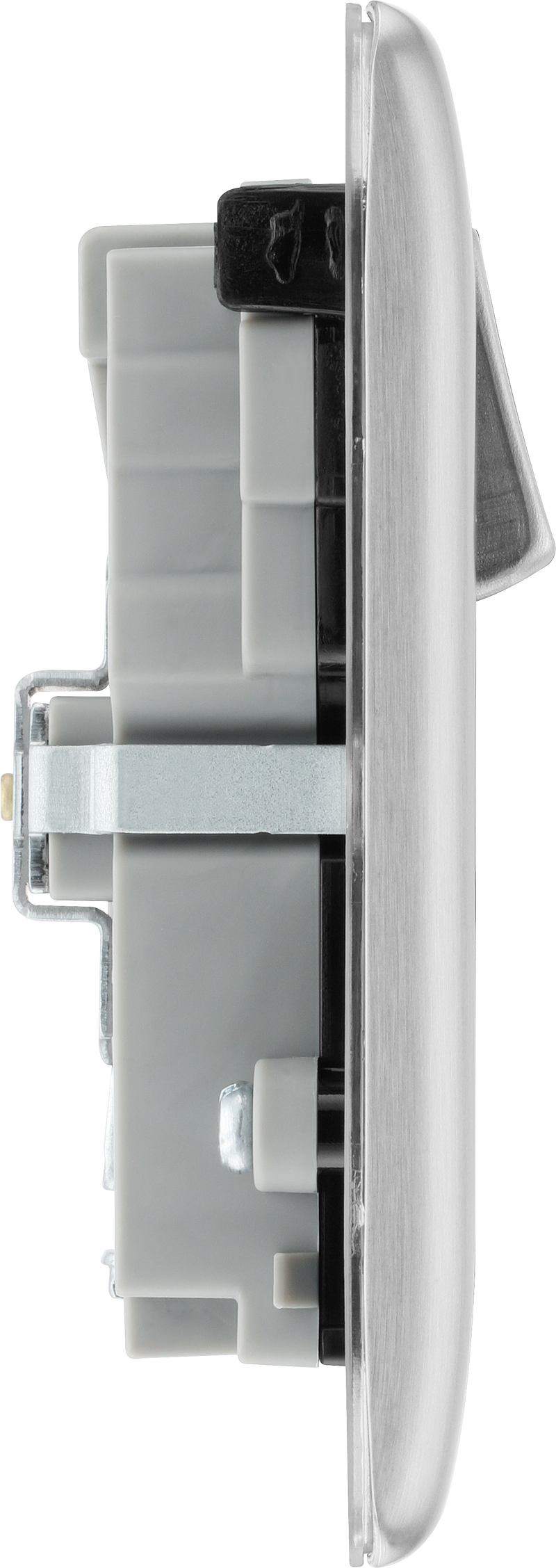 BG Electrical Nexus Metal Brushed Steel - Double switched single pole, with USB A + C (22W)