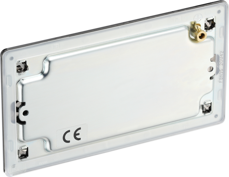 BG Electrical Flatplate Screwless Black Nickel - Double, blank plate