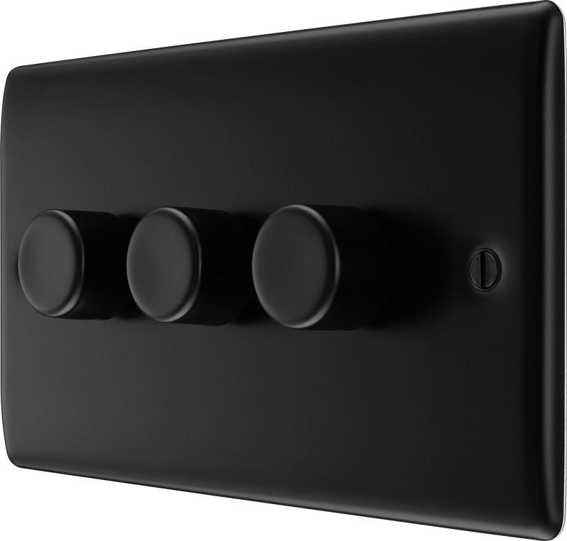 BG Electrical Nexus Metal Matt Black - Triple, 2 way push 200W