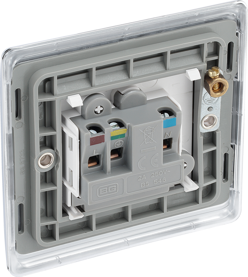 BG Electrical Nexus Metal Polished Chrome - 2A, Single, unswitched, round pin