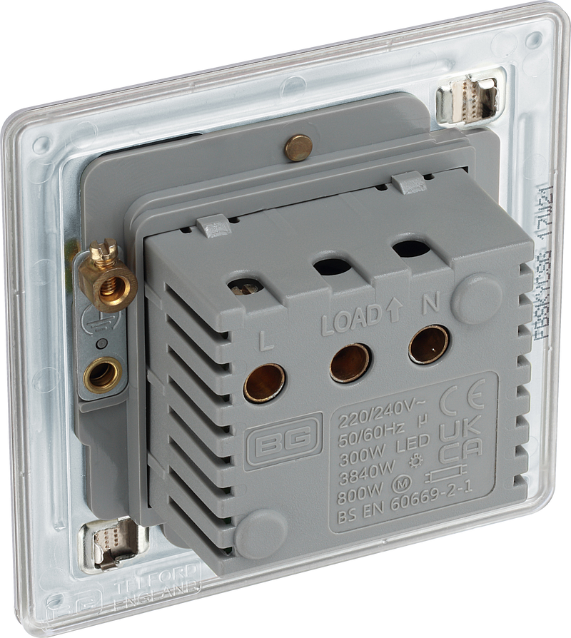 BG Electrical Flatplate Screwless Brushed Steel - Hotel key card switch