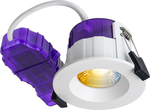 Luceco Ftype Ultra - FType Ultra Fire Rated Downlight 4W/6W 750lm Power Change & 4Colour CCT 2700K, 3000K, 4000K, 6000K Dimmable IP65 White - Regressed