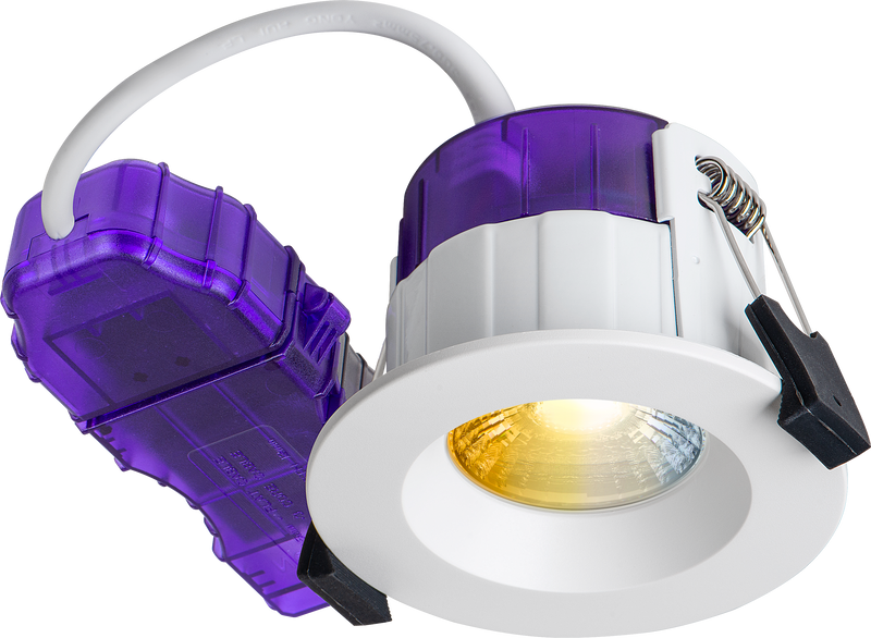 Luceco Ftype Ultra - FType Ultra Fire Rated Downlight 4W/6W 750lm Power Change & 4Colour CCT 2700K, 3000K, 4000K, 6000K Dimmable IP65 White - Regressed